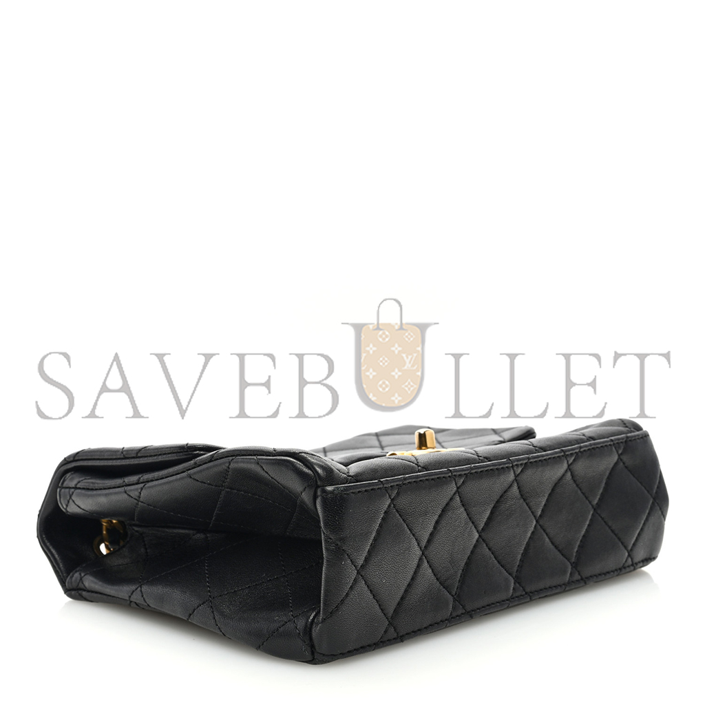 CHANEL MASTER LAMBSKIN QUILTED CHAINE LETTRE SQUARE FLAP BLACK (23*17*8cm) 